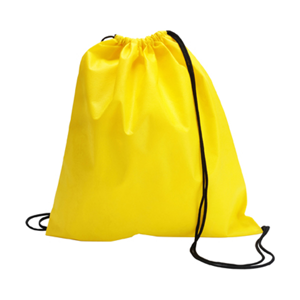 Drawstring bag, non woven  in yellow