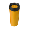 Stainless steel 450ml travel mug a plastic interior. in orange