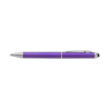 Plastic twist action ballpen with a rubber tip and blue ink. in purple