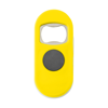 Bottle opener with large clip and magnet. in yellow