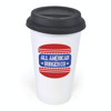 Plastic Take Out Mug 400Ml Double Walled White Plastic Take Out Style Coffee Mug in black