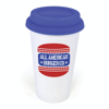 Plastic Take Out Mug 400Ml Double Walled White Plastic Take Out Style Coffee Mug in blue