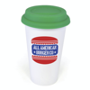 Plastic Take Out Mug 400Ml Double Walled White Plastic Take Out Style Coffee Mug in green