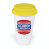 Plastic Take Out Mug 400Ml Double Walled White Plastic Take Out Style Coffee Mug in yellow
