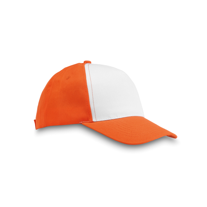 Polyester 5 Panel Baseball Cap in orange