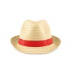 Natural Straw Hat in red