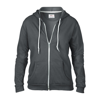 Anvil Women'S Full-Zip Hooded Sweatshirt in charcoal