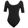 Women'S Cotton Spandex Jersey Short Sleeve T-Shirt Leotard (8373) in black