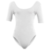 Women'S Cotton Spandex Jersey Short Sleeve T-Shirt Leotard (8373) in white