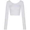 Long Sleeve Cotton Spandex Jersey Crop Top (8379) in white
