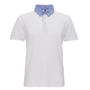 Men'S Chambray Button-Down Collar Polo in whitedenim