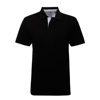 Cotton Polo With Oxford Fabric Insert in black-charcoal
