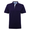 Cotton Polo With Oxford Fabric Insert in navy-sky