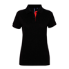 Women'S Contrast Polo in black-red