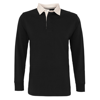 Men'S Classic Fit Long Sleeve Vintage Rugby Shirt in black-natural