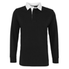 Men'S Classic Fit Long Sleeve Vintage Rugby Shirt in black-white