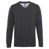 Men'S Cotton Blend V-Neck Sweater in black-heather
