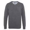 Men'S Cotton Blend V-Neck Sweater in charcoal