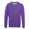 Men'S Cotton Blend V-Neck Sweater in purple-heather