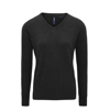 Women'S Cotton Blend V-Neck Sweater in black-heather