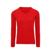 Women'S Cotton Blend V-Neck Sweater in cherry-red