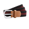 Two Colour Stripe Braid Stretch Belt in black-burgundy