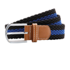 Two Colour Stripe Braid Stretch Belt in black-royal
