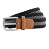 Two Colour Stripe Braid Stretch Belt in black-slate