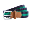 Two Colour Stripe Braid Stretch Belt in navy-kelly