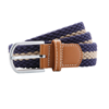 Two Colour Stripe Braid Stretch Belt in navy-khaki