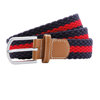 Two Colour Stripe Braid Stretch Belt in navy-red