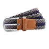 Two Colour Stripe Braid Stretch Belt in slate-navy
