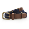 Faux Leather And Canvas Belt in navy