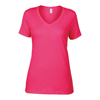 Anvil Women'S Featherweight V-Neck Tee in hot-pink