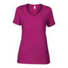 Anvil Women'S Featherweight V-Neck Tee in raspberry