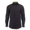 Men'S White Roll-Up Sleeve Shirt (Nm521W) in black-lime