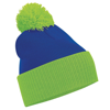 Snowstar Two-Tone Beanie in brightroyal-limegreen