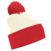 Snowstar Two-Tone Beanie in offwhite-brightred