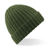Chunky Ribbed Beanie in moss-green