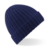 Chunky Ribbed Beanie in oxford-navy