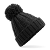 Cable Knit Melange Beanie in black