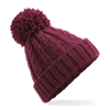 Cable Knit Melange Beanie in burgundy