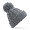 Cable Knit Melange Beanie in light-grey