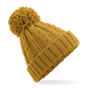 Cable Knit Melange Beanie in mustard
