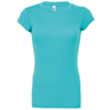 Sheer Mini Rib Crew Neck T-Shirt in teal