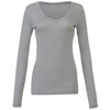 Sheer Mini Rib Long Sleeve V-Neck T-Shirt in granite