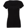 Sheer Mini Rib Scoop Neck T-Shirt in black