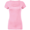 Sheer Mini Rib Scoop Neck T-Shirt in pink