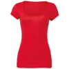 Sheer Mini Rib Scoop Neck T-Shirt in red