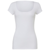 Sheer Mini Rib Scoop Neck T-Shirt in white